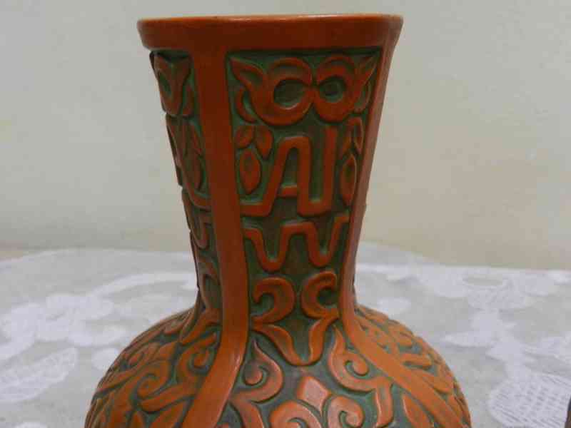 Zajímavé párové keramické Vázy reliéf Johann Maresch Mareš - foto 7
