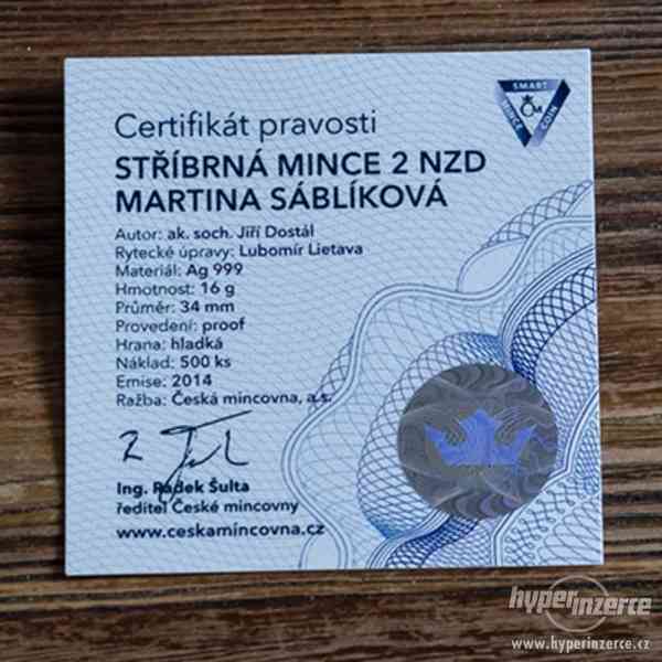 Stříbrná půluncová mince Martina Sáblíková - foto 3