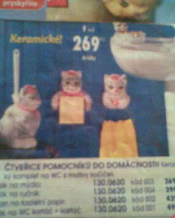 Porcelánová kočičí sada do koupelny - foto 2