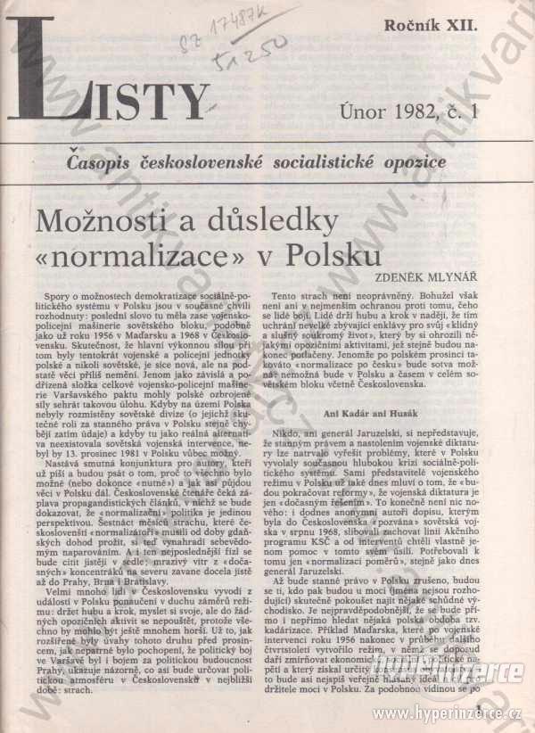 Listy roč. XII. řídí Jiří Pelikán 1982 Časopis - foto 1