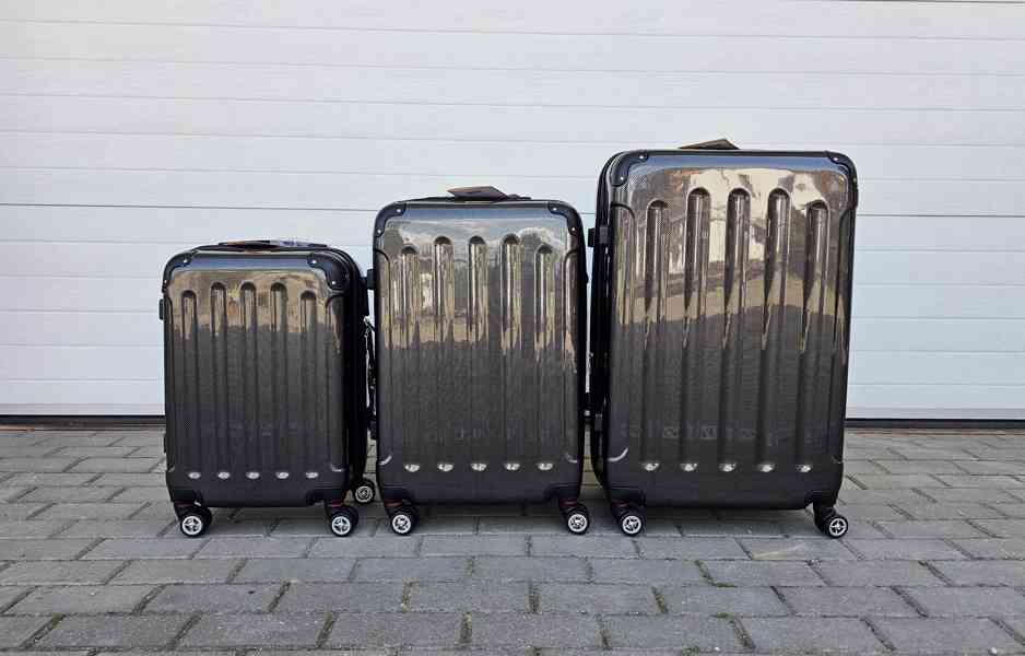 cestovní skořepinové kufry 3 ks - karbon