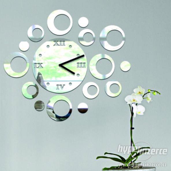 Nástěnné hodiny zrcadlo silver.  DIY  IA-052-S kruhy. 11 - foto 1