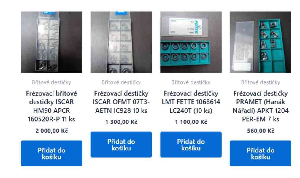 Použité frézy a břitové destičky z tvrdokovu - foto 2