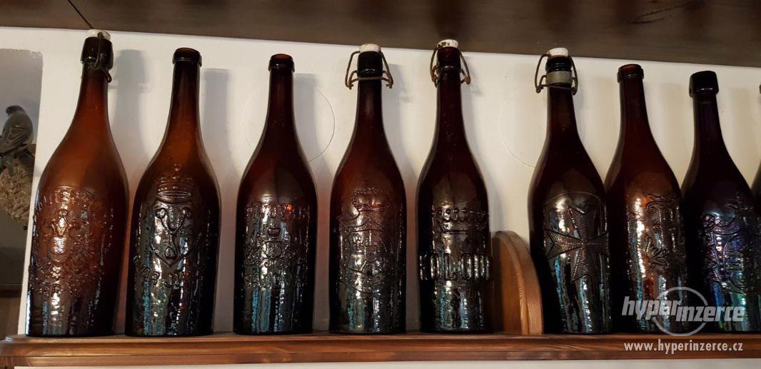 Staré pivní lahve, cedule, korbely, pullitry, sklenice, PIVO - foto 4