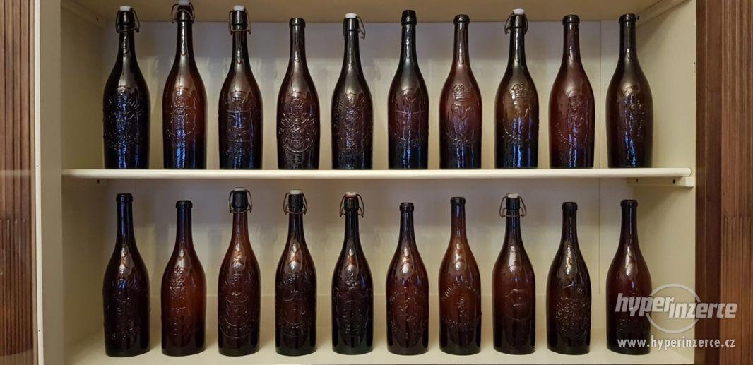 Staré pivní lahve, cedule, korbely, pullitry, sklenice, PIVO - foto 12