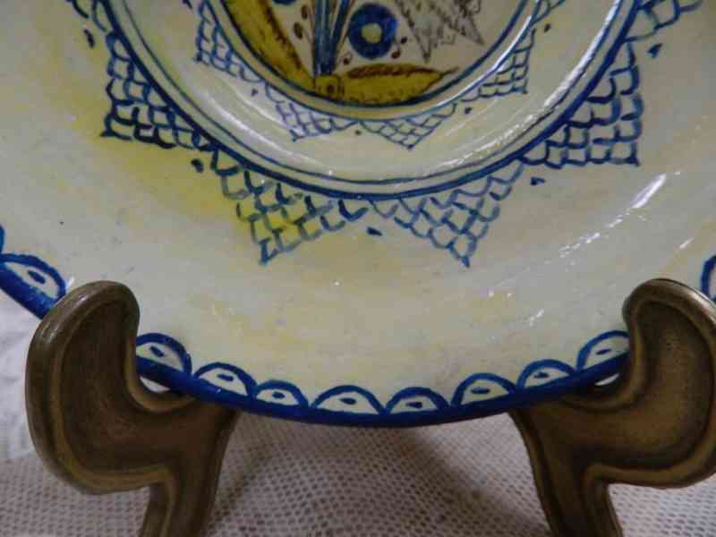 Zajímavý velmi starý keramický Talíř Hvězdlice  - foto 3
