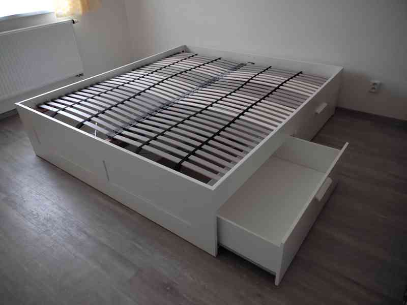 Nová postel s úložnými díly, bílá, 180x200 cm 