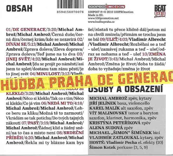 Hudba Praha – De Generace (CD) - foto 2
