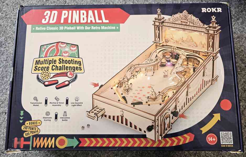 Dřevěné mechanické 3D puzzle - Pinball ROKR EG01 - foto 6