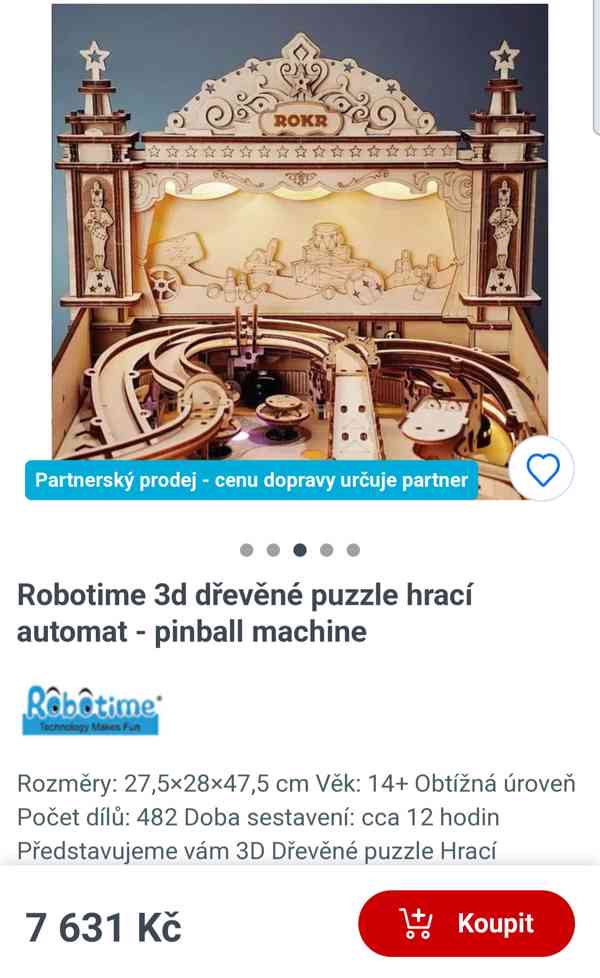 Dřevěné mechanické 3D puzzle - Pinball ROKR EG01 - foto 8