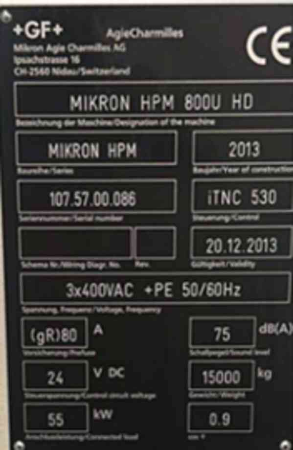 MIKRON HPM 800U HD, 5-osé CNC obráběcí centrum - foto 2