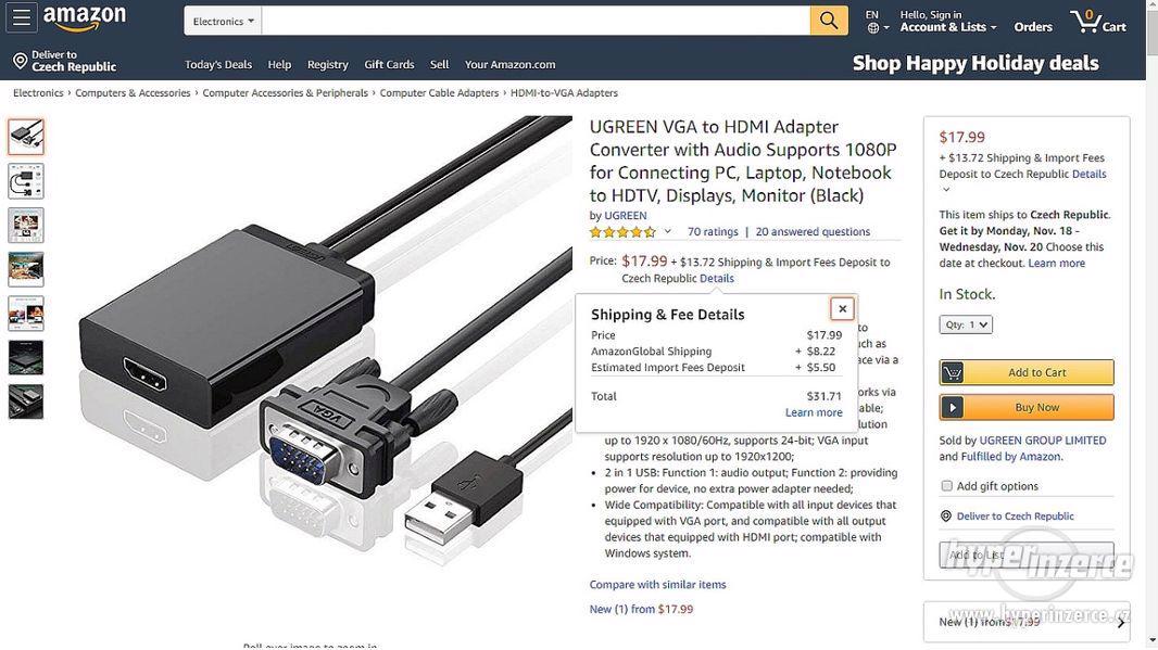 Adaptér Audio / Video  VGA na HDMI 1080P - značka UGREEN - foto 7