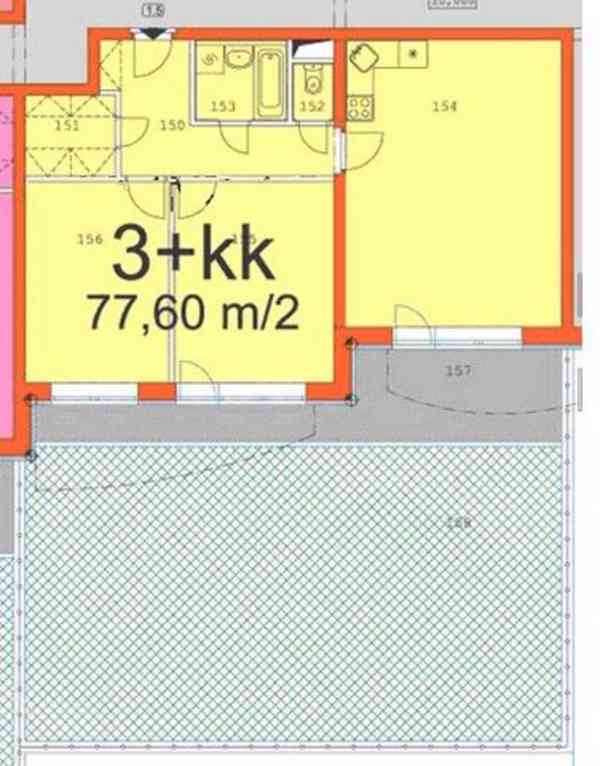 Byt 3+kk, 74 m2; Rajhrad, předzahrádka, garážové stání - foto 14