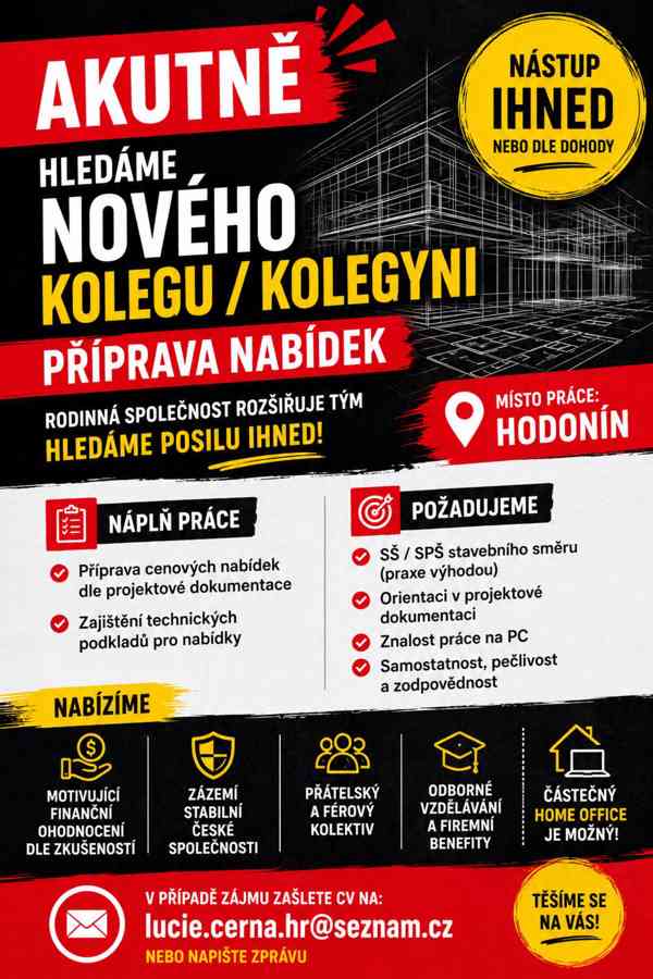 Hledáme ROZPOČTÁŘE / PŘÍPRAVÁŘE STAVEB | Hodonín - foto 1