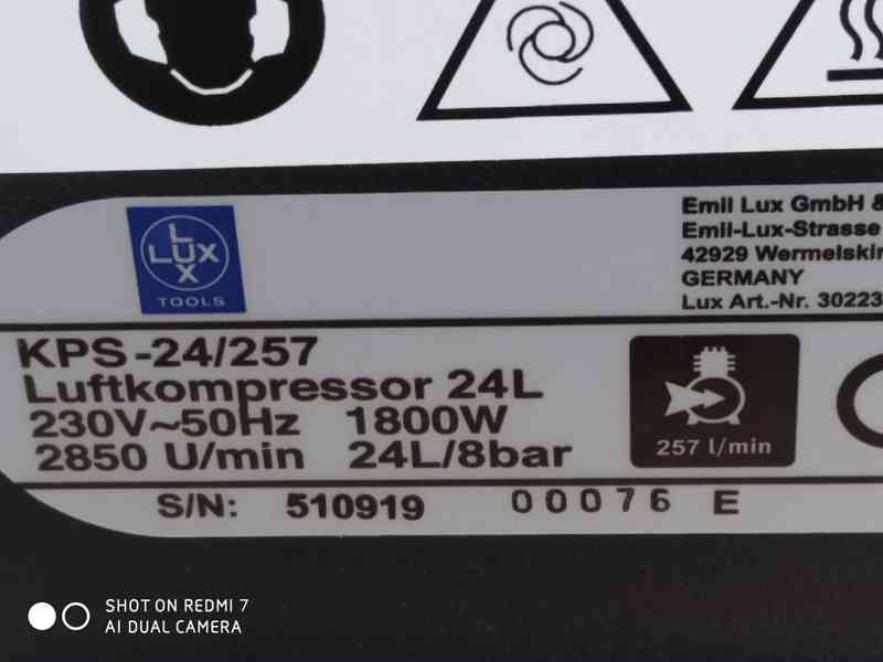 Prodám NEPOUŽITÝ olejový Kompresor LUX-TOOLS KPS-24/257  - foto 5
