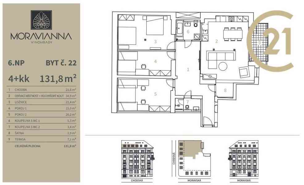 Prodej bytu 4+kk s terasou v bytovém domě MORAVIANNA, Vinohrady - foto 2