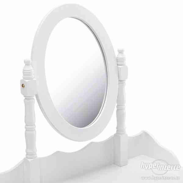 Bílý toaletní stolek se zrcadlem a taburetem - foto 2