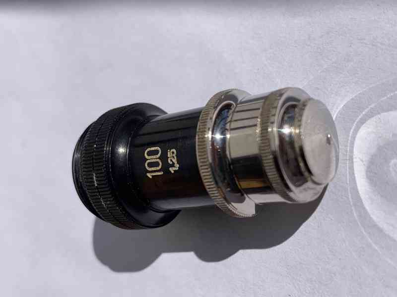 Objektiv pro mikroskop , MEOPTA 100 1.25 bakelitove pouzdro - foto 4