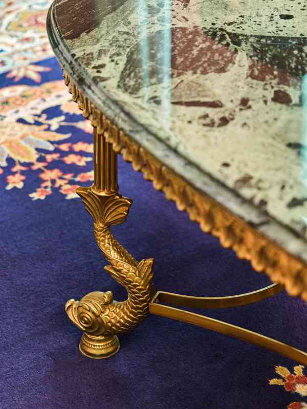 Starožitný konferenční stolek s mramorem - foto 3