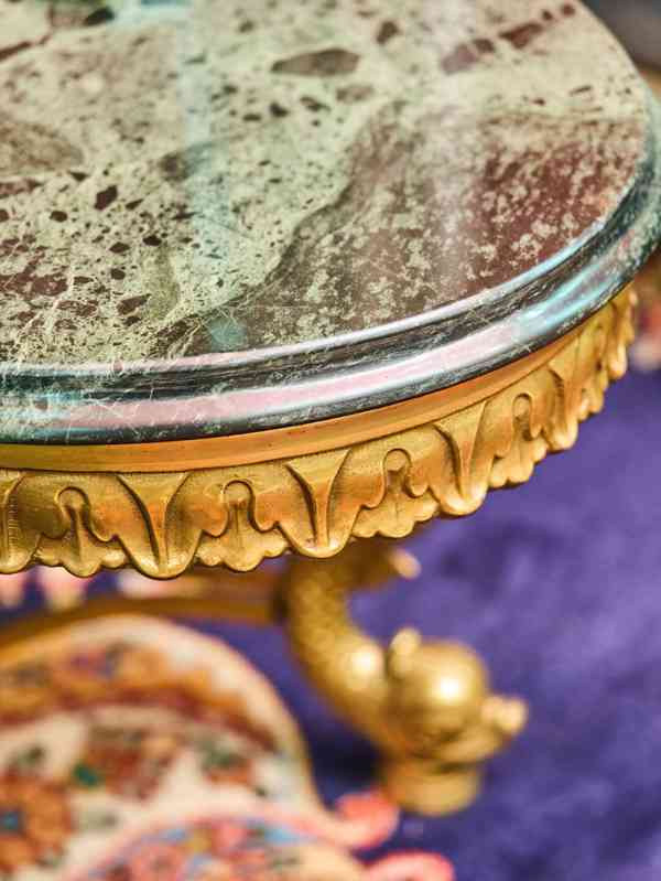 Starožitný konferenční stolek s mramorem - foto 5