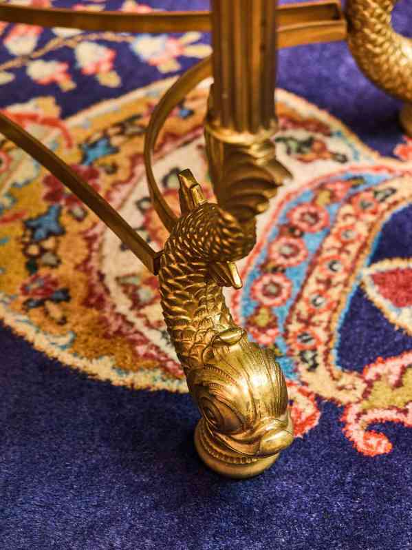 Starožitný konferenční stolek s mramorem - foto 4