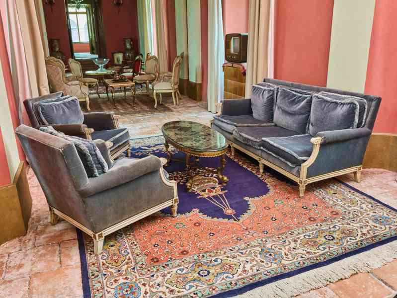 Starožitný konferenční stolek s mramorem - foto 10