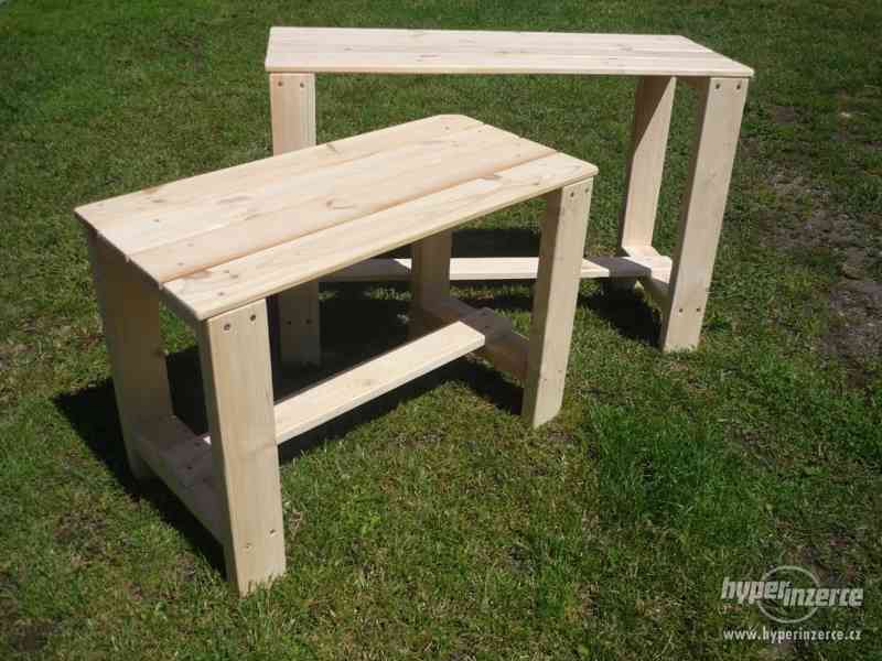 Dřevěný zahradní nebo dětský stolek, NOVÝ - foto 1