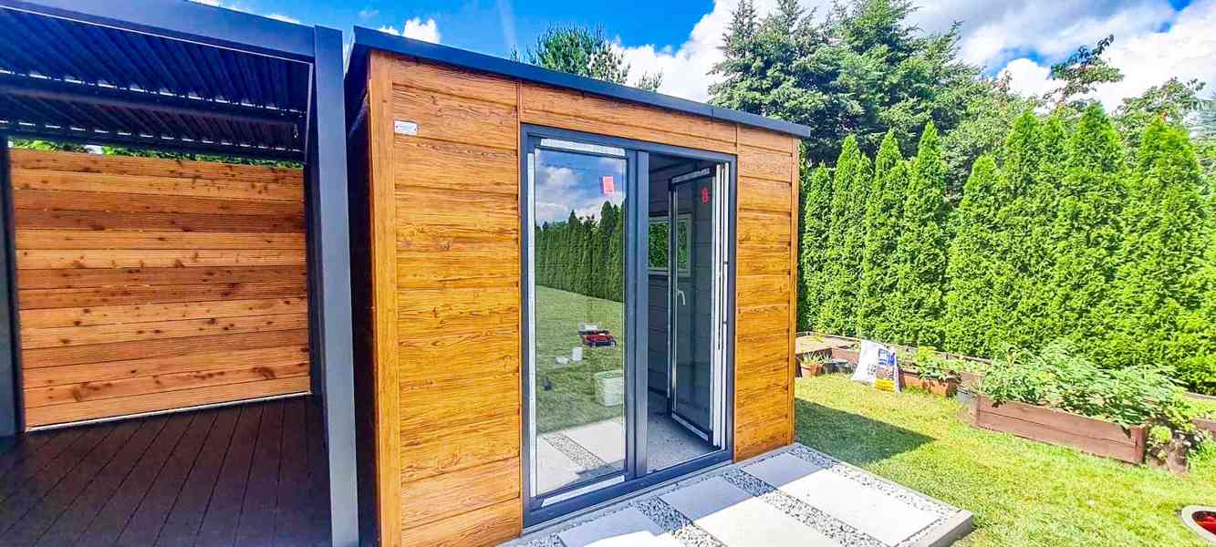 Zahradní domek 2x2,5m Okno světlý ořech Imitace dřeva TS743 - foto 2