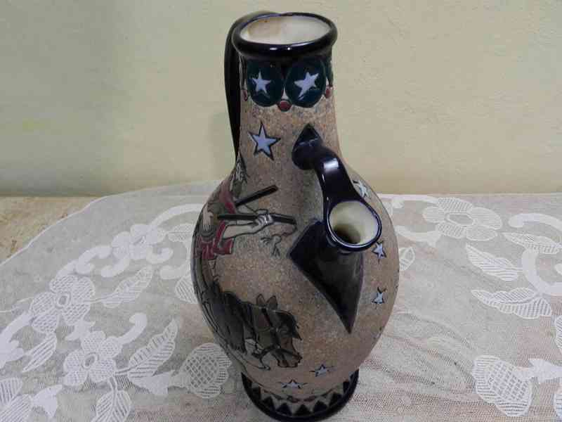 Krásný keramický Džbán plastický reliéf Amphora Teplice - foto 4