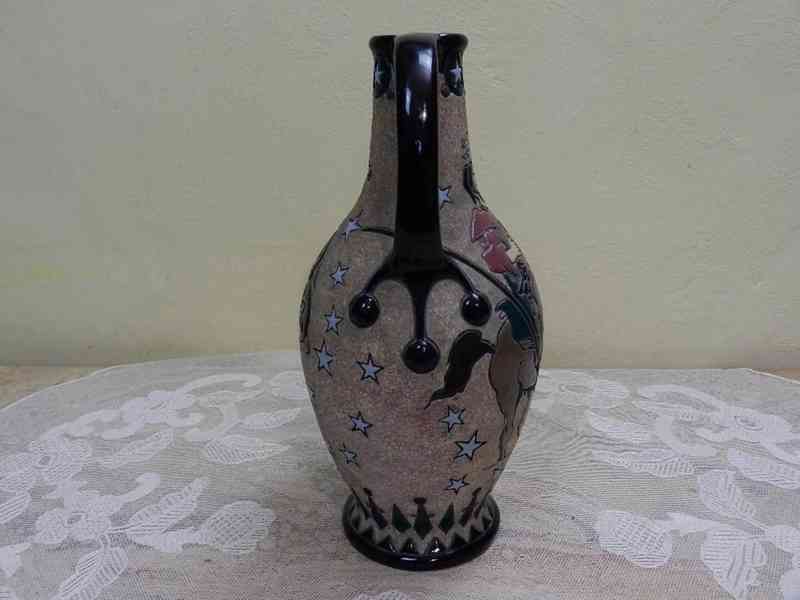 Krásný keramický Džbán plastický reliéf Amphora Teplice - foto 5