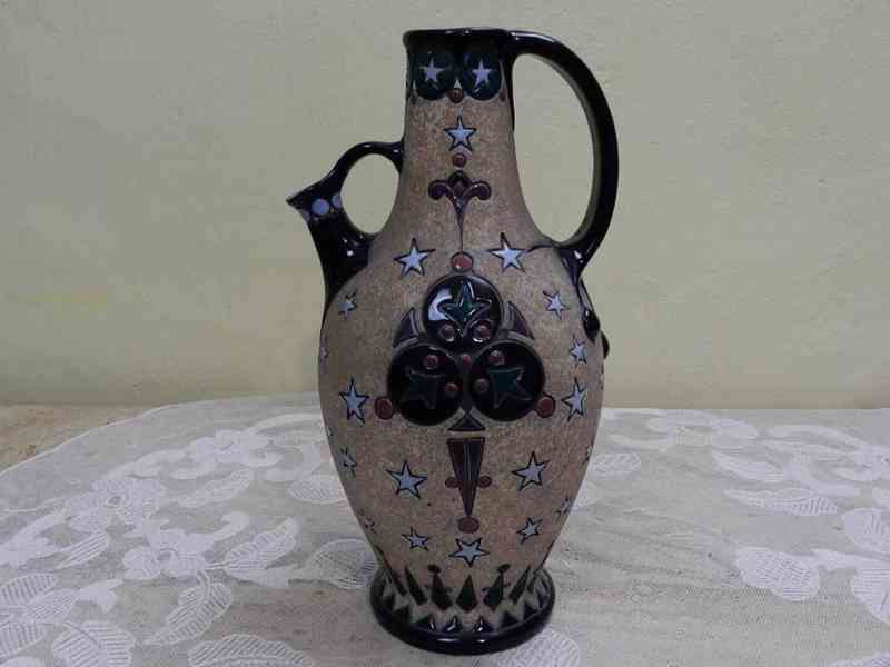 Krásný keramický Džbán plastický reliéf Amphora Teplice - foto 6