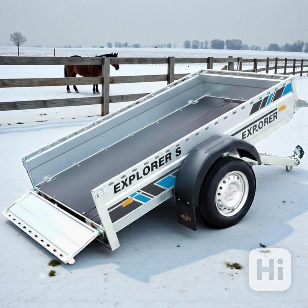 Nový přívěsný vozík sklopný 750Kg, perforované bočnice, DPH - foto 1