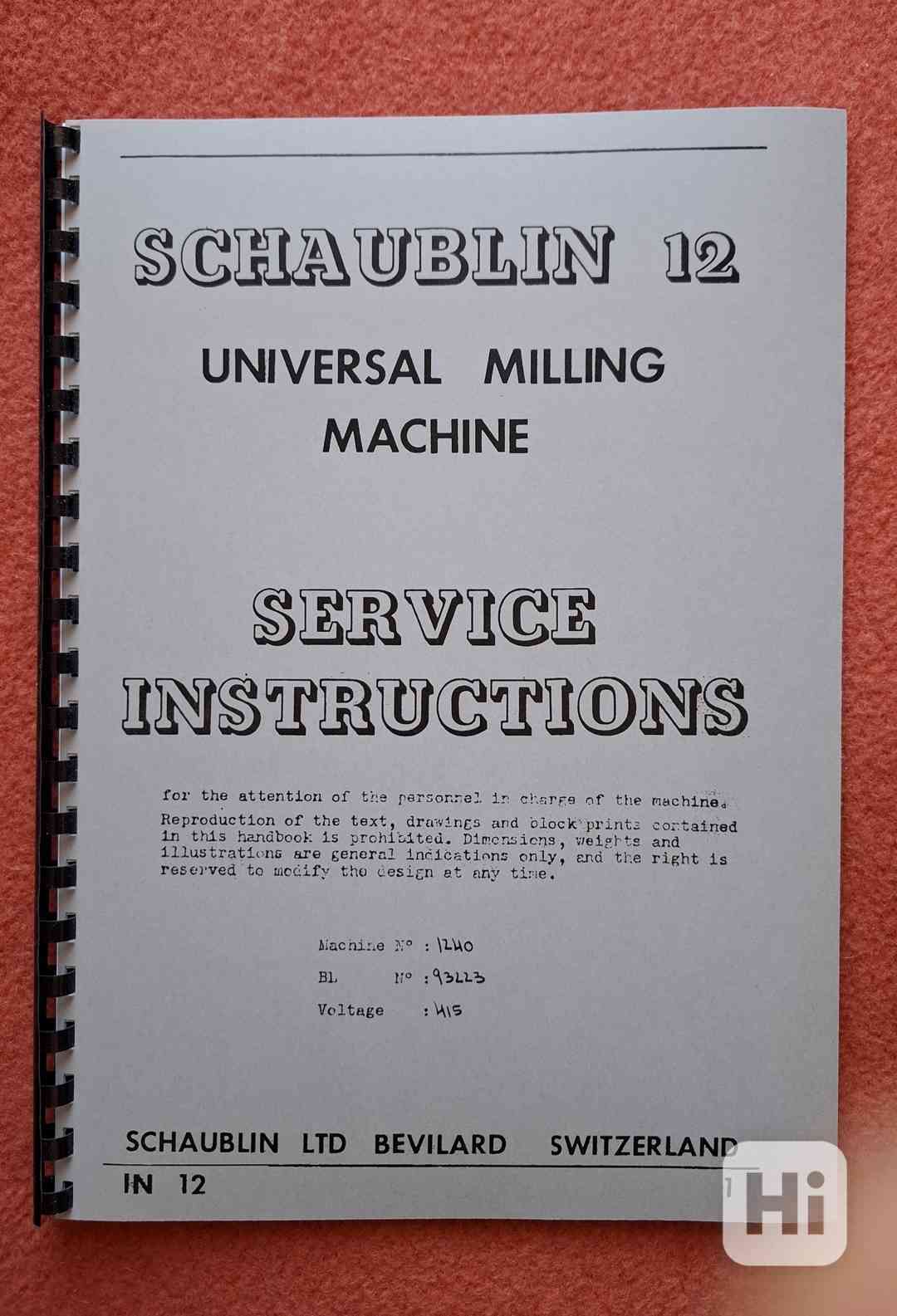 Návod frézky SCHAUBLIN 12 - foto 1