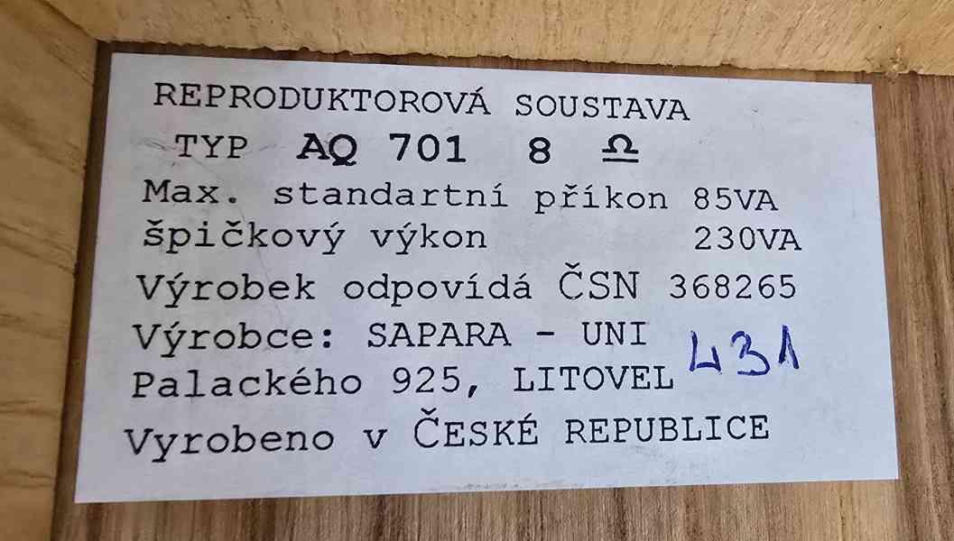 Acoustique Quality AQ 701 reprosoustavy výroba ČR - foto 3