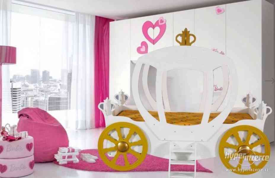 Dětská postel KOČÁR bílý - pro malé princezny - foto 1