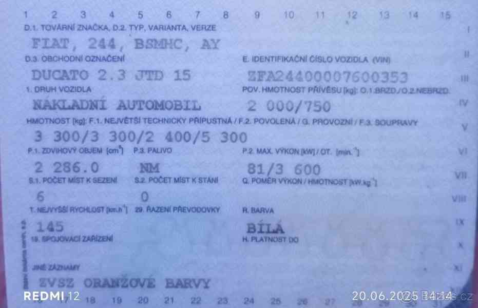 Fiat Ducato 2,3   PRODÁM NAKLÁDNÍ AUTO - foto 4