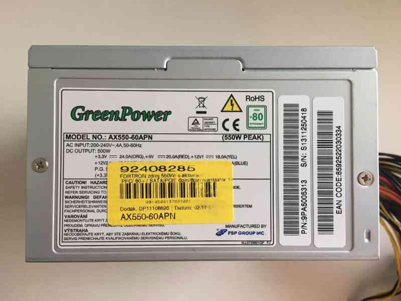 Fortron AX550-60APN 550W +12V 2x18A 80plus - foto 1