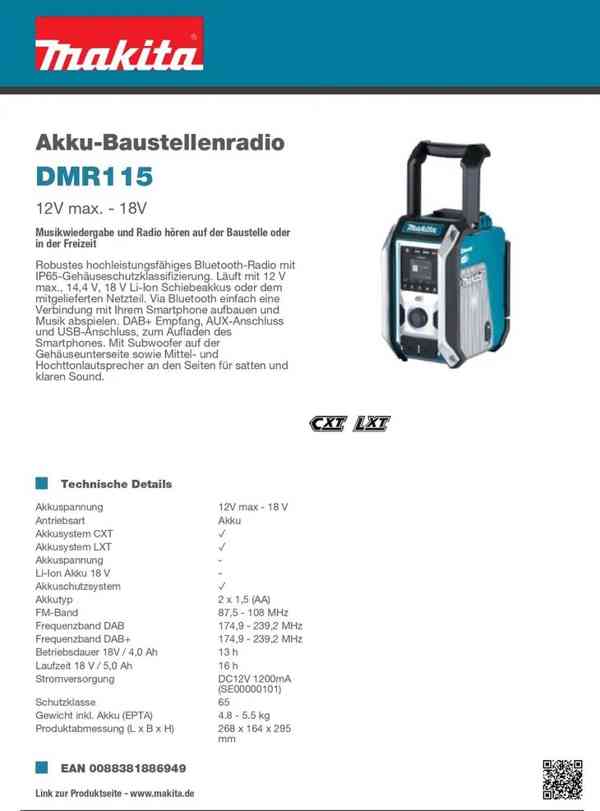 Makita Aku rádio  - foto 5