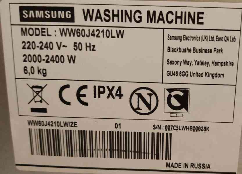 Samsung WW60J4210LW A+++, 6KG, 1200/Ot - ZÁRUKA - foto 8