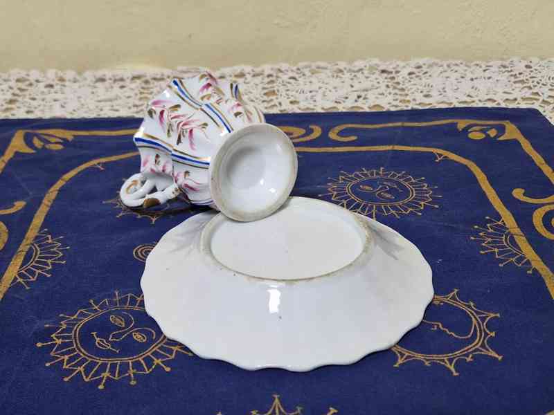 Krásný malovaný zlacený Hrnek s podšálkem Šapo Kysibl - foto 5