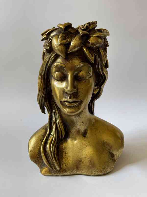Obal na květináč - zlatá hlava ženy - foto 2