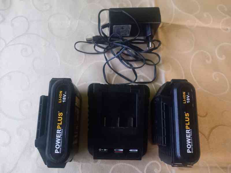 PowerPlus 18V 1300mAh, 2ks + nabíječka  + napájecí kabel 