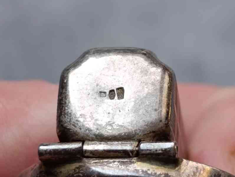 Starožitná stříbrná rtěnka se zrcátkem, ag 900, stříbro - foto 14