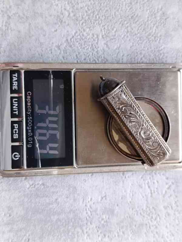 Starožitná stříbrná rtěnka se zrcátkem, ag 900, stříbro - foto 18