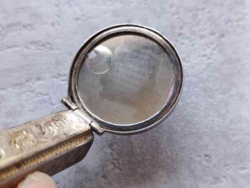 Starožitná stříbrná rtěnka se zrcátkem, ag 900, stříbro - foto 11