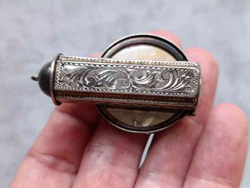 Starožitná stříbrná rtěnka se zrcátkem, ag 900, stříbro - foto 6