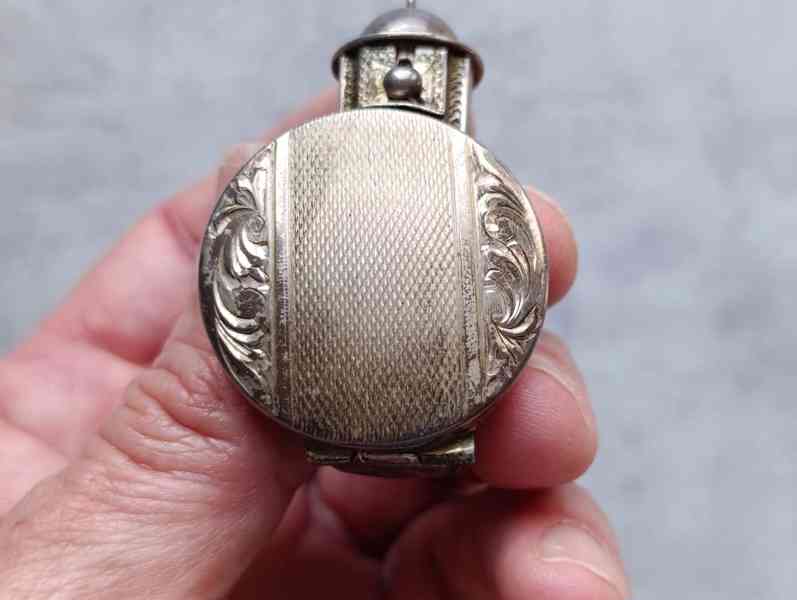 Starožitná stříbrná rtěnka se zrcátkem, ag 900, stříbro - foto 4