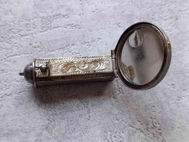 Starožitná stříbrná rtěnka se zrcátkem, ag 900, stříbro - foto 8