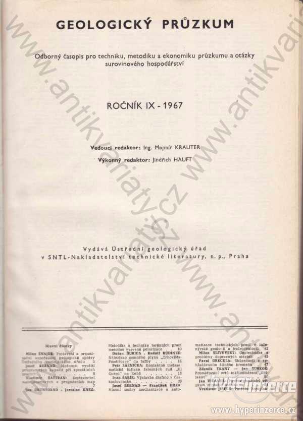Geologický průzkum 1967 M. Krauter, J. Hauft - foto 1