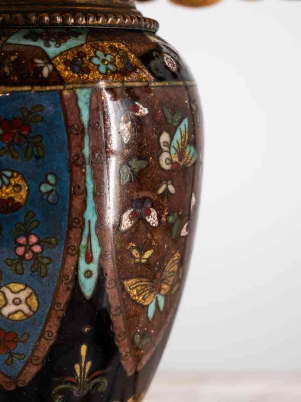 Čínská stolní lampa Cloisonne starožitná - foto 6